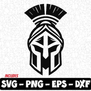 Casque spartiate audacieux SVG | Casque de guerrier antique PNG, EPS, Dxf | Clipart casque grec pour Cricut et Silhouette