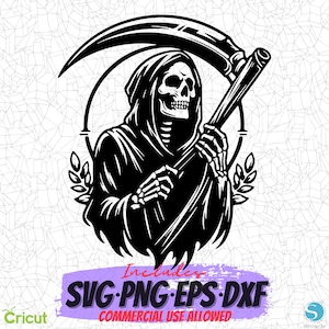 Sensenmann PNG, Tod SVG, digitale Clipart Vektor, Dxf Design, Cricut-Datei, Silhouette DXF,