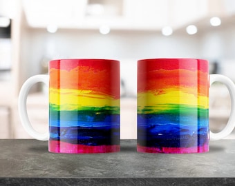 Rainbow Sublimation Design, This design can be used on 11 & 15oz Coffee Mugs, Coffee Mug Png, Mug Wrap, Diseño para taza de cafe