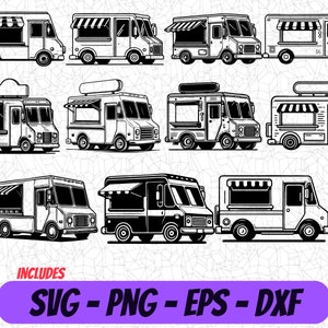 Voedselwagen Vector | Voedsel auto Png Art | Digitale Clipart SVG| EPS-ontwerp | Cricut gesneden bestand | Cameo DXF | Sublimatiebestand | Foodtruck bundel