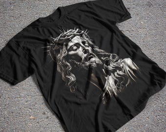 Jesus PNG T-Shirt Design, Religion Halbton T-Shirt Design, kann für DTF, DTG und mehr verwendet werden!