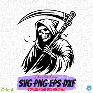 Sensenmann-Vektorgrafik | Tod Png Kunst | Digitale Clipart SVG | Eps Design | Cricut Cut-Datei | Cameo DXF | Sublimationsdatei | La Muerte | Dunkle Kunst