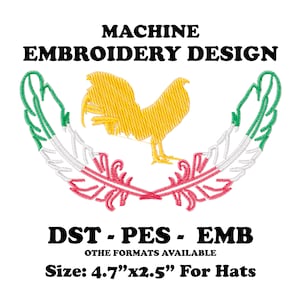 Mexico EMB-borduurontwerp, gedigitaliseerd machinebestand, Brother PES-ontwerp, Ricoma DST-bestandsontwerp, Instant Download 4,7 x 2,5" - voor hoeden