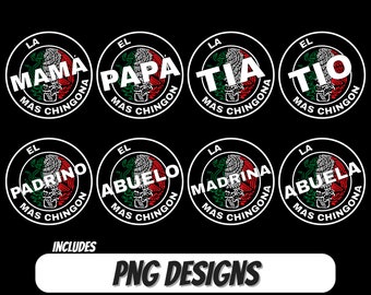 Chingona & Chingon PNG Bundle, Mexico Sublimation Design, T-Shirt Design, Mexican Eagle Artwork, Mama, Papa, Madrina, Padrino, Abuelo