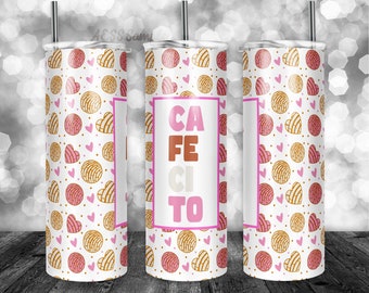 Design del bicchiere Cafecito Conchas, bicchiere magro da 20 once PNG (download digitale)