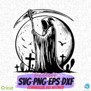 Sensenmann PNG - Tod SVG - Digital Clipart Vektor - Dxf Design - Cricut Schnitt Datei - Silhouette DXF - Sublimationsdateien