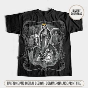 Diseño PNG de semitono de Virgencita para camisetas, sudaderas, buzos con capucha y más. Diseño DTG, archivo DTF, plantilla de semitono, arte de la Virgen María