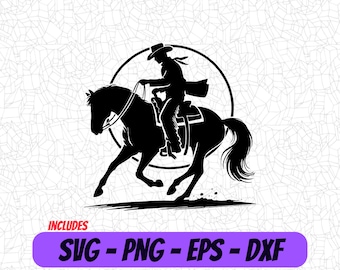 Archivo SVG de corte de vaquero a caballo - Diseño digital PNG de rodeo occidental
