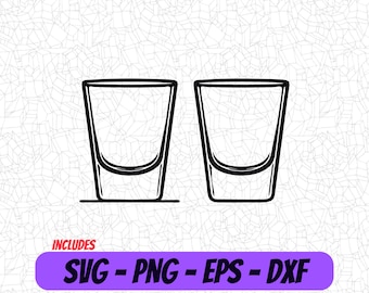 Shot Glass SVG Design, Glass cup PNG, Cricut Craft Files, Laser engraving DXF File, Tequila Cup, Liquor vector