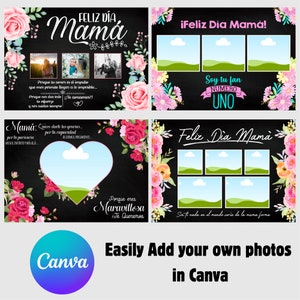 Dia De La Mama Tarjetas, cartes imprimables, modèle de toile imprimable A7, cartes de fête des mères, ajoutez vos propres photos.