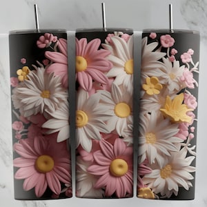3D Flowers Tumbler Design, Sublimation Design, 20oz Tumbler, Tumbler Wraps, Tumbler Template, Novelty Design, Tumbler Shop, Shimmer, Floral