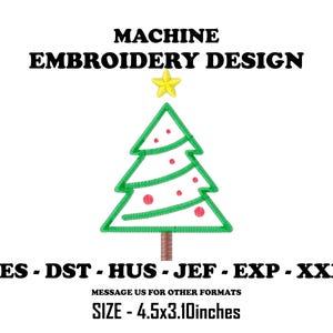 Christmas Tree Embroidery Design - Machine Brother Pes File, Ricoma DST, Hus, JEF, EXP Formats