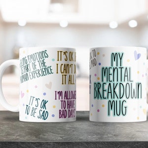 Psychische Gesundheit Tassendesign, Sublimationsdesign für 11 Unzen, 15 Unzen Tassen, Kaffeetassen-Design, Mug Shop, Plantilla Para Taza De Cafe PNG Design