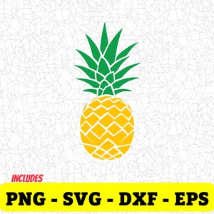 May include: A yellow pineapple with green leaves. The pineapple is a simple silhouette with a textured pattern. The background is a white and gray pattern.