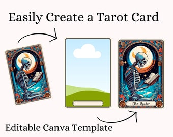 Tarot Card Editable Template, Canva Tarot Template, Custom Tarot Image Template, Editable Canva Frame, Create your own Tarot card