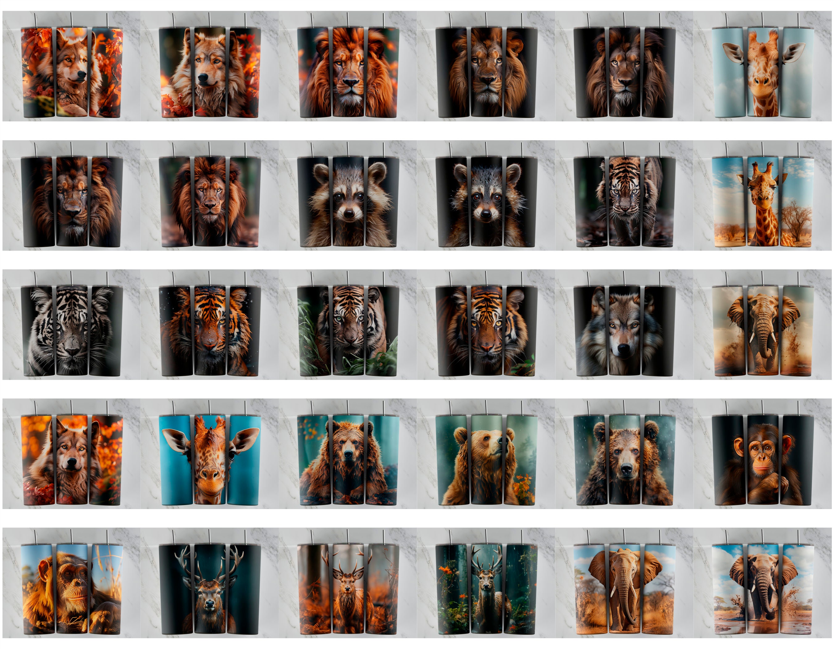 動物写真タンブラーバンドル、昇華デザイン、20オンスタンブラー