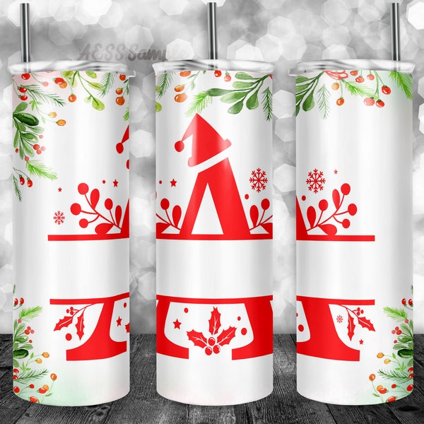 A-Z Christmas 20oz Tumbler Designs, Skinny Tumbler Sublimation Design, Add your Own Text