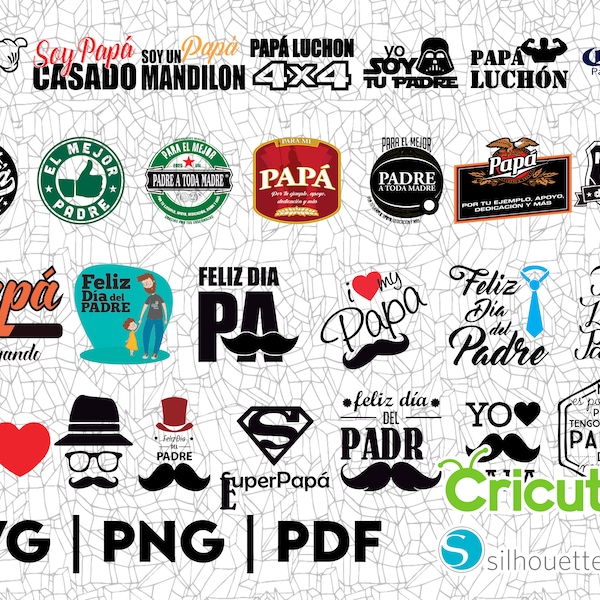 Dia del Papa SVG, Snijbestand, Png Pdf Digitale Clipart, Ideaal voor Viny Decals, Stickers, T-shirts, Mokken & meer! Dia del Padre, Vaderdag