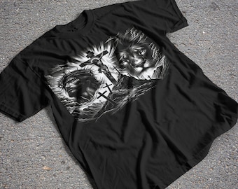 Jesus T-Shirt Design, Christ Halftone Tee Design, Can also be used for Sublimation, DTG, Screen Printing and more! DTF PNG Shirt Design