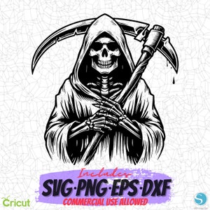 Sensenmann SVG | Tod Png Kunst | Digitale Clipart SVG | Eps Design | Cricut Cut-Datei | Cameo DXF | Sublimationsdatei | La Muerte | Dunkle Kunst
