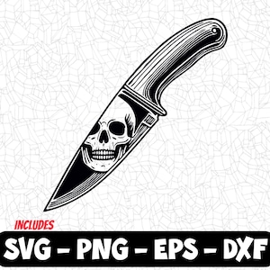 Skull Knife SVG Design for T-Shirts, Tumblers, Stickers, Laser Engraving, Sublimation & Tattoo Design