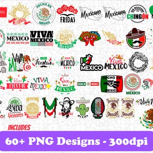 Ensemble PNG Mexique | Modèles de t-shirts Viva Mexico, clipart du jour de l'indépendance du Mexique pour travaux manuels, plus de 60 modèles