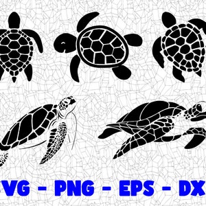 Sea Turtle SVG, Plotterdatei, Png Eps Dxf Digital Clipart, toll für Viny Decals, Sticker, T-Shirts, Tassen und mehr! Schildkröte Svg Design