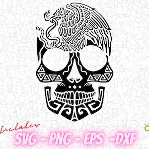 Mexican Skull SVG Cutting File, Png Eps Dxf Digital Clipart, Great for Viny Decals, Stickers, T-Shirts, Mugs & More! Craft Svg Design Files