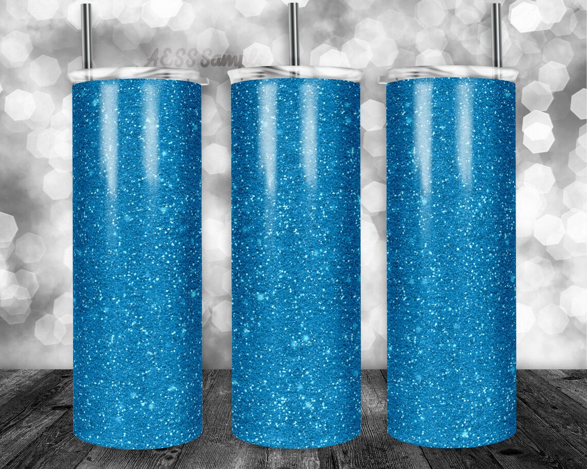 Blue Glitter Tumbler Design Sublimation Design 20oz Tumbler Etsy