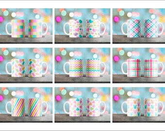 Easter Mug Designs, Sublimation Coffee Mug Wraps (Digital Download)