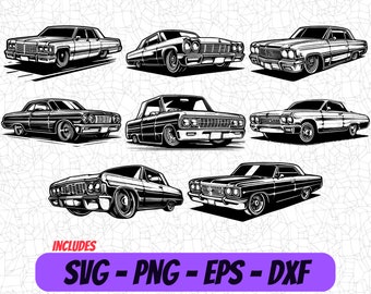 Lowrider PNG Design | Car SVG Art | Digital Clipart | Eps Design | Cricut Cut File | Cameo DXF | Sublimation Image | Low-Low Vector Files