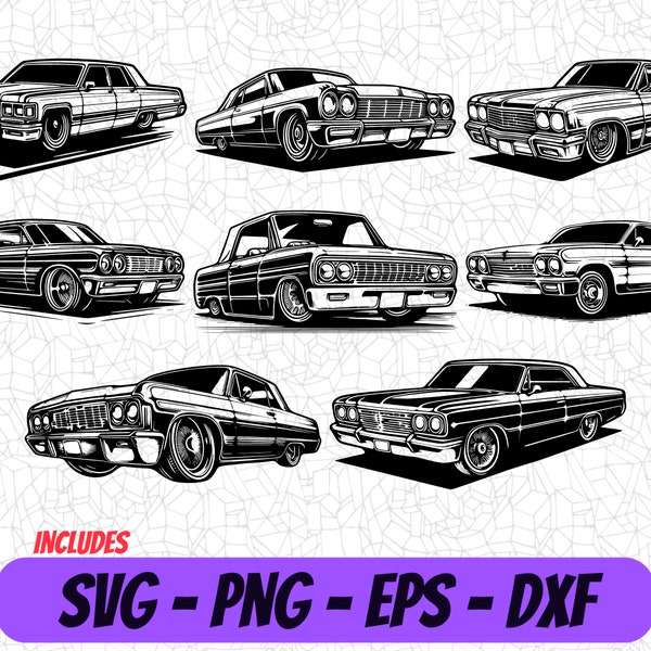 Lowrider PNG Design | Car SVG Art | Digital Clipart | Eps Design | Cricut Cut File | Cameo DXF | Sublimation Image | Low-Low Vector Files