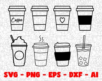 Coffee Cup SVG Design, Vinyl Decals, Stickers (Digital Clipart)