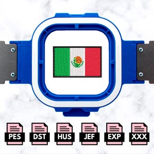 Mexico Flag Embroidery Design - Mexican Machine Embroidery File, Ricoma DST, Brother PES File, 4x4 hoop Embroidery Designs