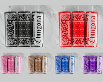 Chingona Tumbler Sublimation Design, Bandana Paisley Pattern (PNG)