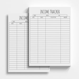 Seguimiento de ingresos imprimible, seguimiento de ingresos, registro de ingresos, seguimiento de ingresos mensuales, planificador financiero de dinero, entrada de presupuesto, plantilla de Canva