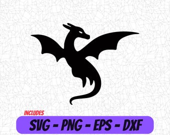 Mini Dragon SVG, Cricut Cut File, Dragon Png Design, Eps File, Dxf Digital Clipart, Minimalist Tattoo Clipart
