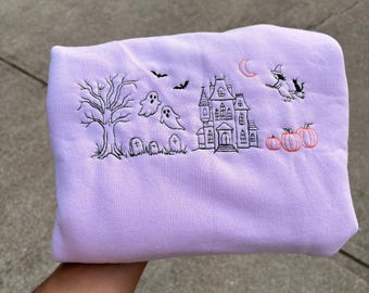 Spooky Season Embroidery Design, Halloween Pes files, Bats DST File, Spooky Shirt File, Halloween Sweatshirt Files- one size