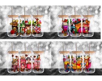Libbey Glass Can Sublimation Design Wraps, 16oz Frosted Cans (PNG Clipart)