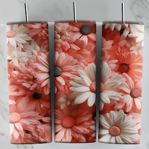 Flower PNG Sublimation Design for 20oz Tumblers, Digital 3D Floral Art