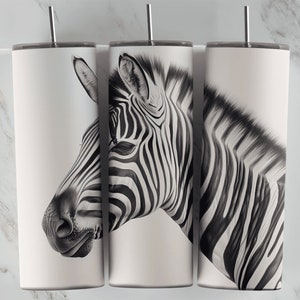 Zebra Tumbler PNG Design for Sublimation - 20oz Skinny Tumbler Digital Download
