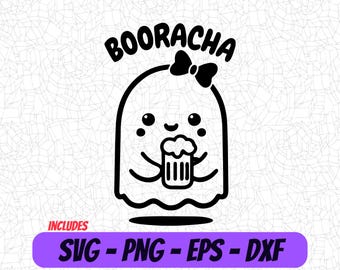 Booracha Ghost SVG Bundle | Halloween Beer Ghost Clipart | PNG EPS Dxf for Cricut & Silhouette