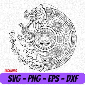 Aztec Calendar SVG Desig, CNC EPS file, Laser engraving Dxf design, Png Clipart