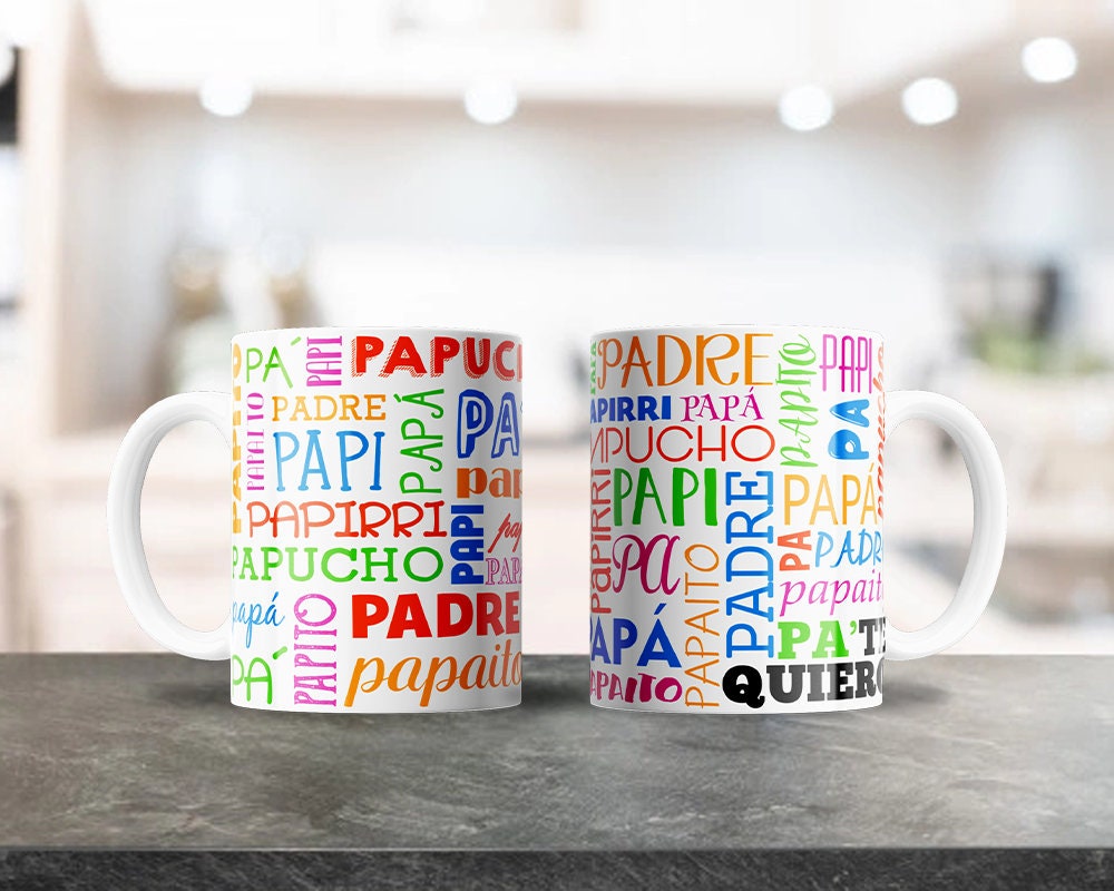 Dia del Padre PNG Wrap, 12oz Mug Wrap Sublimation PNG, Papa Mug Image, Father's Day Mug Design, 15oz Mug Wrap. Digital Download