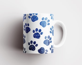 Blue Dog Paws Coffee Mug Sublimation Design (PNG Image)