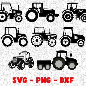 Tracteur SVG, fichier de coupe, Png Eps Dxf Clipart numérique, idéal pour les décalcomanies Viny, autocollants, T-shirts, tasses et plus encore ! Nouveauté SVG Design, Farm Svg