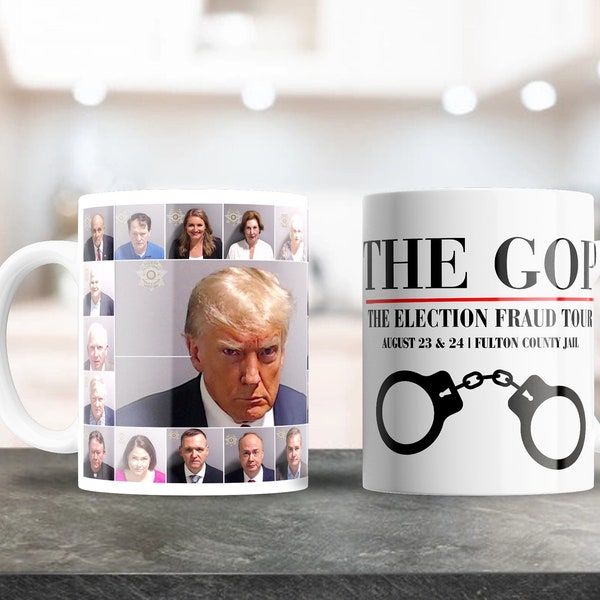 Trump Mug Sublimation Design, This design can be used on 12oz Coffee Mugs, Coffee Mug Png, Mug Wrap, Include 4 Funny Mugshot Designs