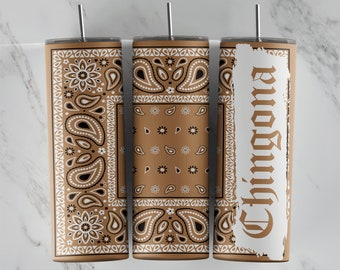 Brown Chingona PNG wrap design for Sublimation on 20oz Tumblers