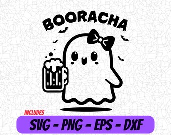 Booracha Ghost SVG Bundle | Halloween Beer Ghost Clipart | PNG EPS Dxf for Cricut & Silhouette