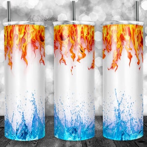 Fiamma e acqua Tumbler Design, Design per 20oz Cup Tumbler Wrap, Tumbler Image, Buono per la sublimazione, Vinile e Scivolo acquatico, Fire Design